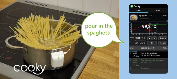 Second step: pour in the spaghetti